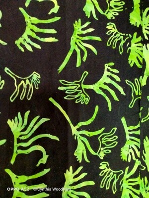 Kangaroo Paw on Black Batik Fabric- End of Bolt