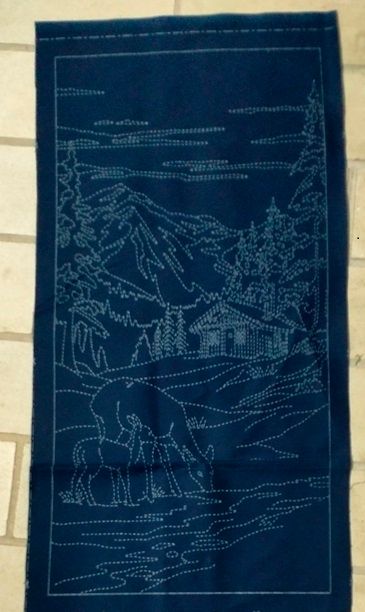 Season's Greeting 2 Small Reindeer Sashiko Panels Season's Greeting 2 Small Reindeer Sashiko Panels