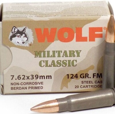 Wolf MC 7.62X39 124GR FMJ 20BOX