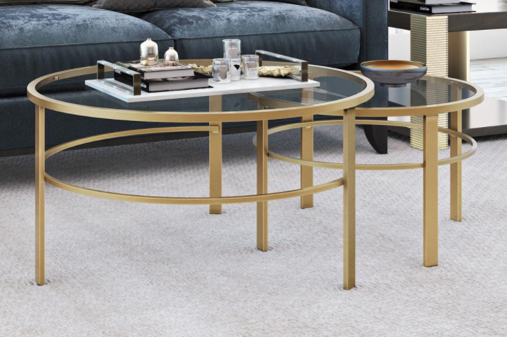 Gold One Size Henn&Hart Coffee Table Gold One Size Henn&Hart Coffee Table