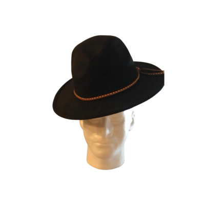 Men's Wide Black Brim Fedora Hat