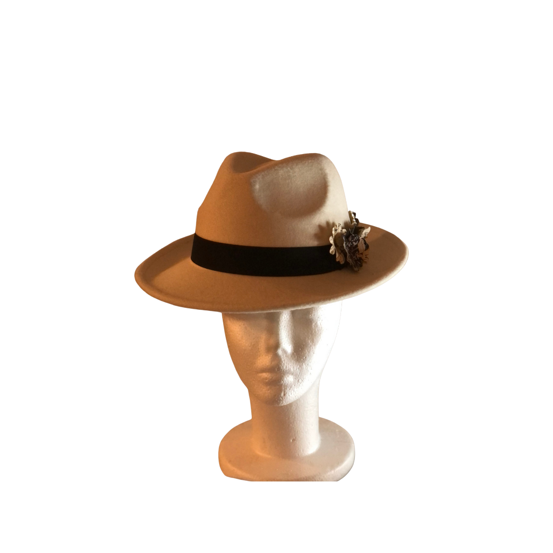 Women&#39;s Short Brim Beige Fedora Hat