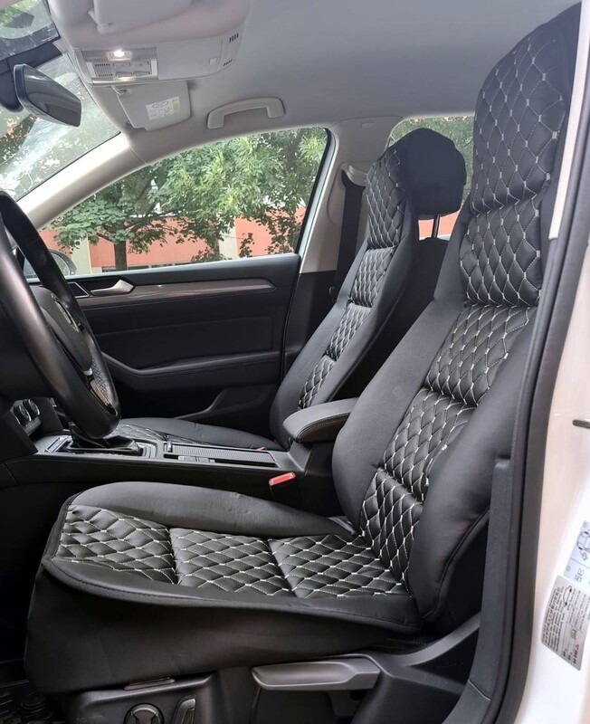 2 x Huse Scaune pentru Masini Auto Universal Negru Alb Piele