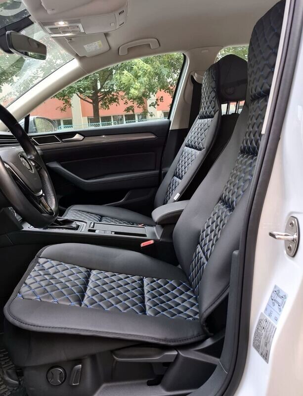 2 x Huse Scaune pentru Masini Auto Universal Negru Albastru Piele