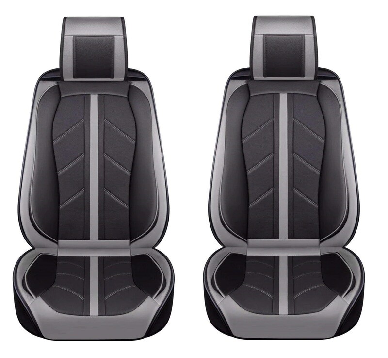 2 x Huse Scaune pentru Masini Auto Universal Gri Lux PU Piele