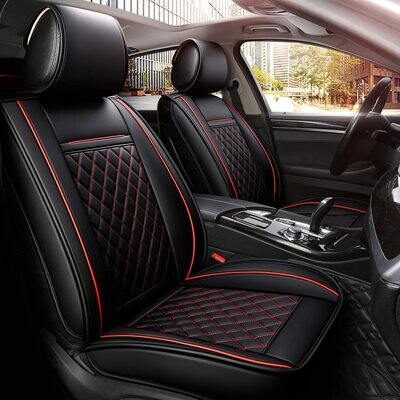 2 x Huse Scaune pentru Masini Auto Universal Negru Rosu Lux PU Piele
