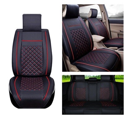 Huse Scaune pentru Masini Auto Universal Nergu Rosu Lux PU Piele Set Complet