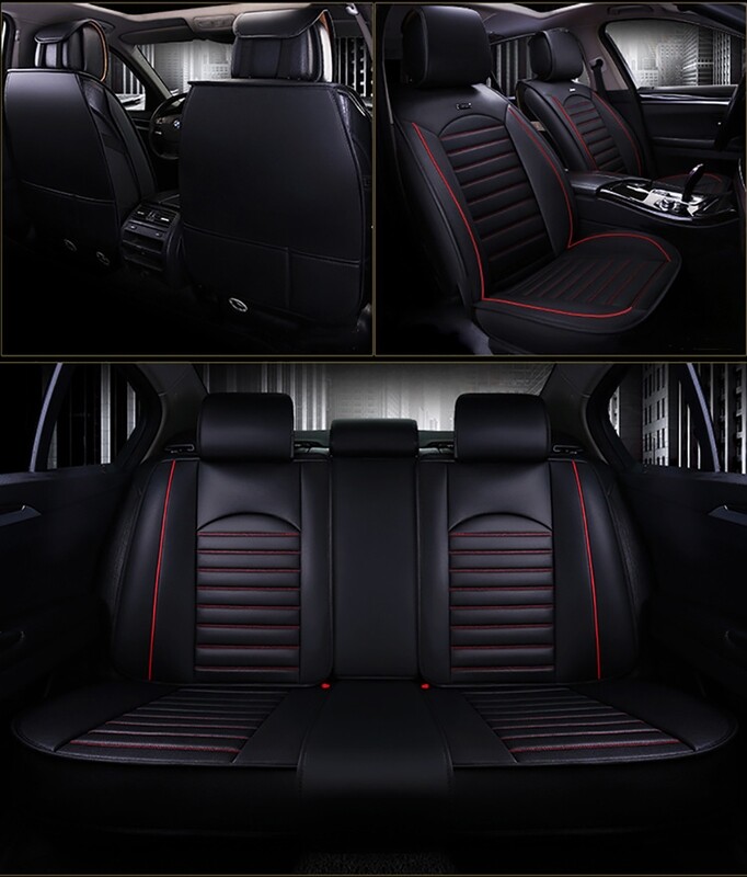 Huse Scaune pentru Masini Auto Universal Nergu Rosu Lux PU Piele Set Complet