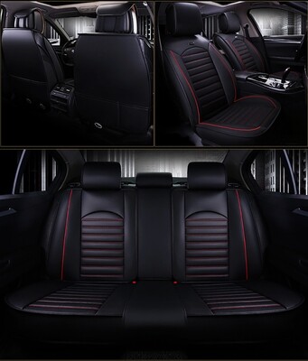 Huse Scaune pentru Masini Auto Universal Nergu Rosu Lux PU Piele Set Complet