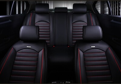 Huse Scaune pentru Masini Auto Universal Nergu Rosu Lux PU Piele Set Complet