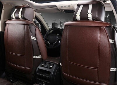 2 x Huse Scaune pentru Masini Auto Universal Maro Lux PU Piele