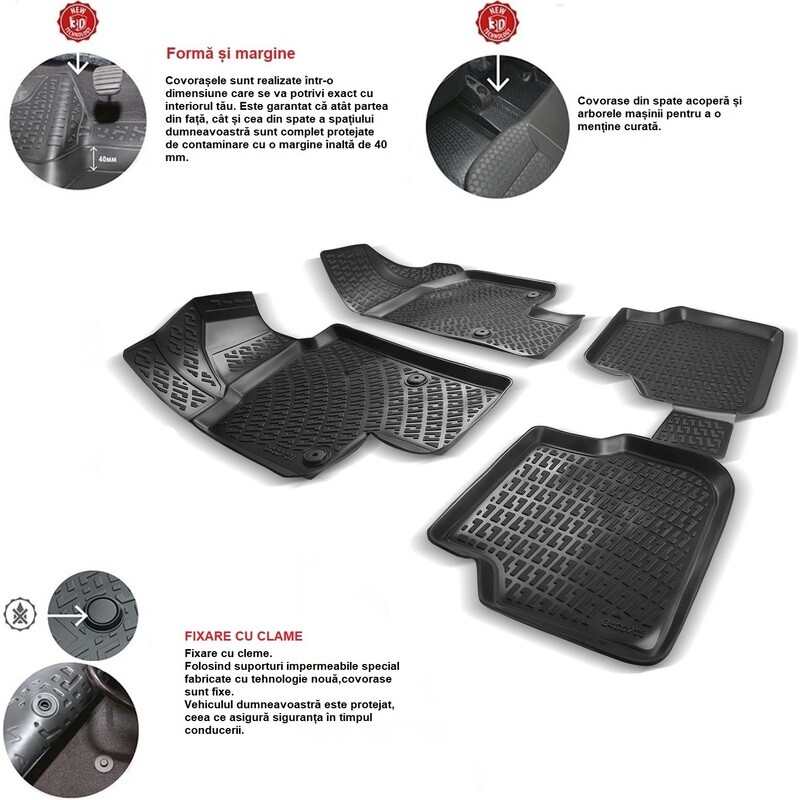 ​AUDI A3 2013-2020 Negru Covorase Cauciuc 4 Bucati 3D