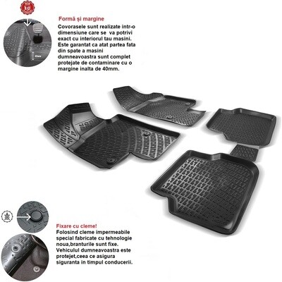 MERCEDES CLS 2004-2010 W219 Covorase Cauciuc pentru Negru 4 Bucati 3D
