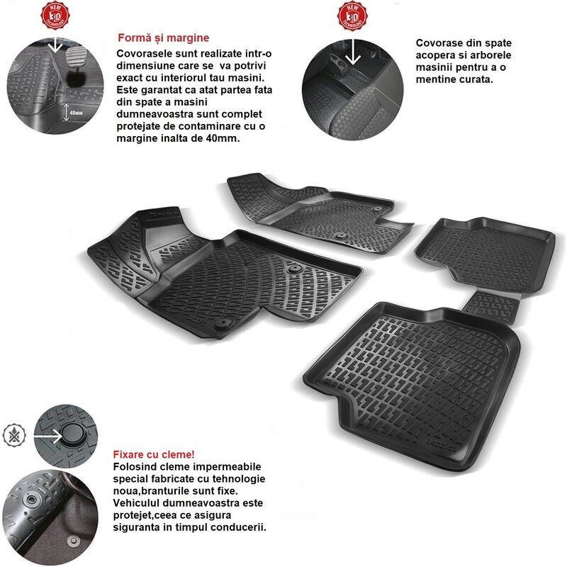 ​AUDI A4 B6 2000-2004 Negru Covorase Cauciuc 4 Bucati 3D