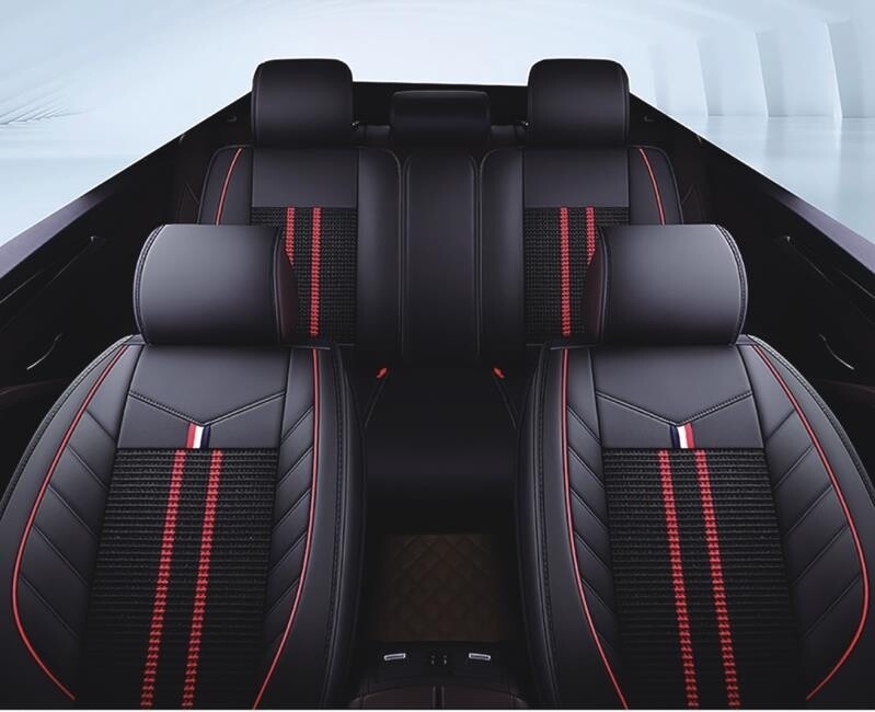 Huse Scaune pentru Masini Auto Universal Nergu Rosu Lux PU Piele Set Complet