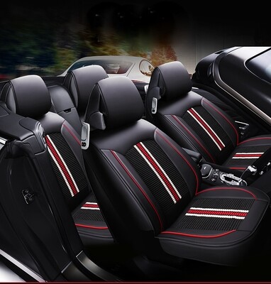 Huse Scaune pentru Masini Auto Universal Nergu Rosu Lux PU Piele Set Complet