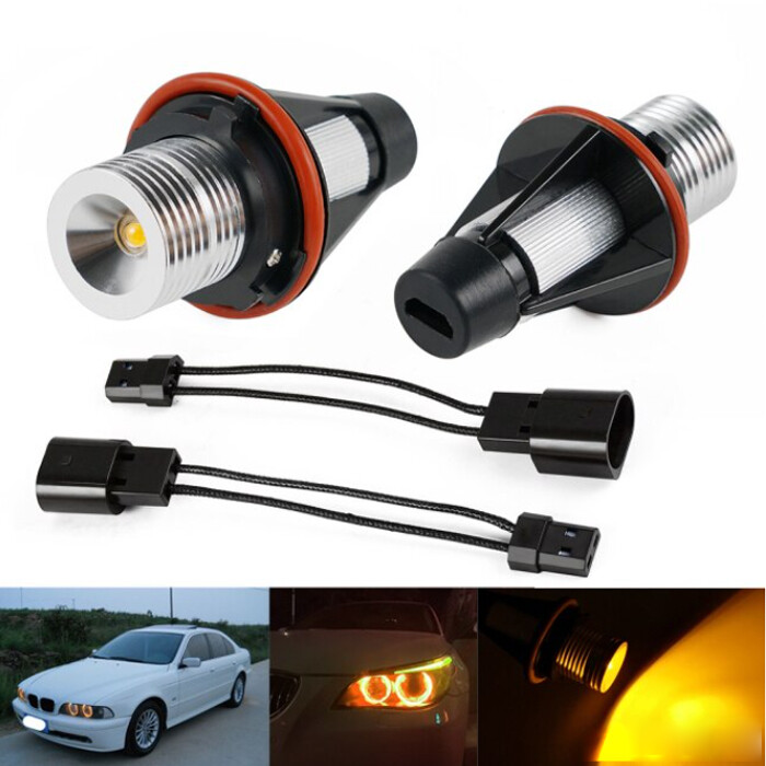 2 x BMW E39 E53 E60 E61 E64 Marker Faruri LED pentru Angel Eyes Galben 10W