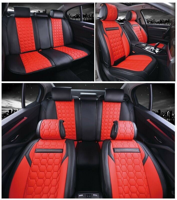 Huse Scaune pentru Masini Auto Universal Nergu Nergu Rosu Lux PU Piele Set Complet