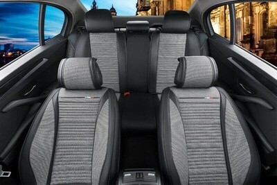 Huse Scaune pentru Masini Auto Universal Nergu Gri Lux PU Piele Set Complet
