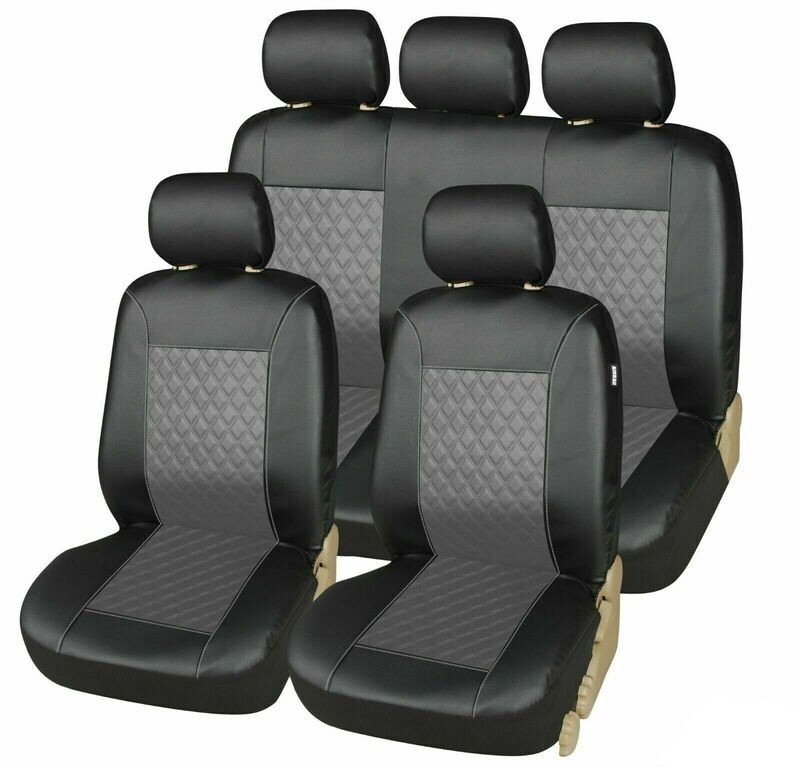 Huse Scaune pentru Masini Auto Universal Nergu Gri Lux PU Piele Set Complet