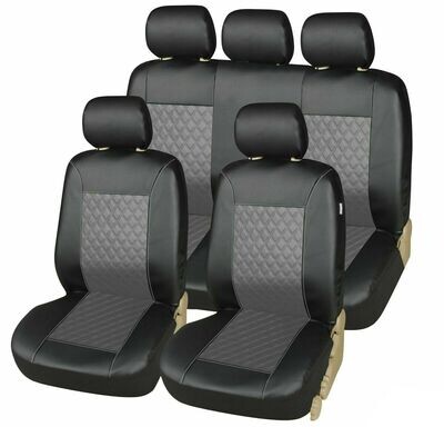 Huse Scaune pentru Masini Auto Universal Nergu Gri Lux PU Piele Set Complet