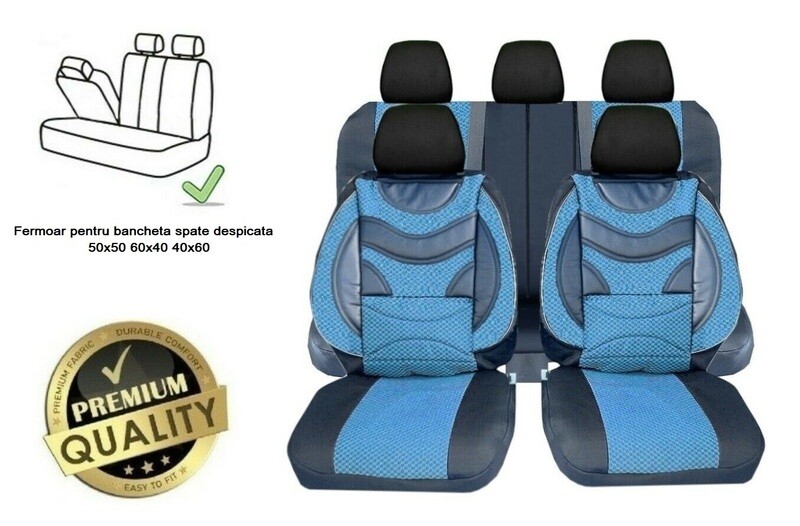 Huse Scaune pentru Masini Auto Universal Nergu Albastru Lux PU Piele Textil