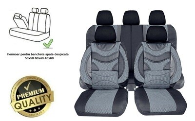 Huse Scaune pentru Masini Auto Universal Nergu Gri Lux PU Piele Textil Set Complet