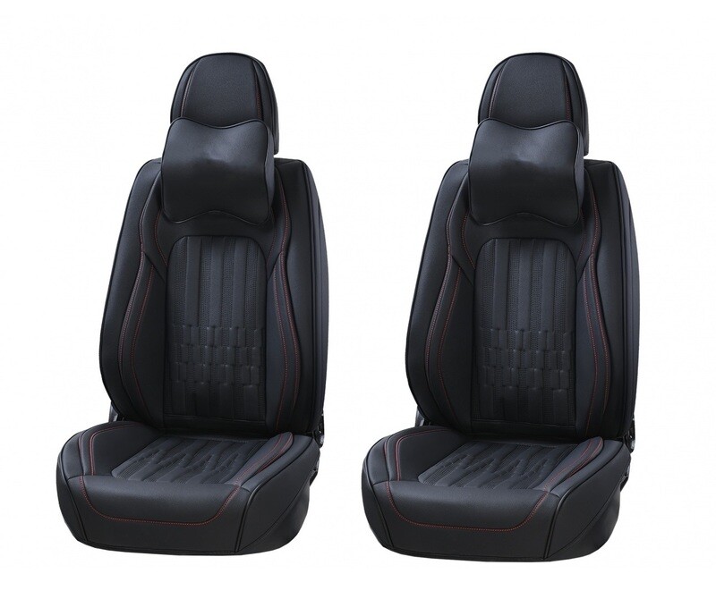 Premium Stilul Huse Scaune pentru Masini Auto Negru Rosu Lux Piele Textil Universal cu Perne