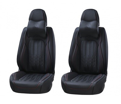 Premium Stilul Huse Scaune pentru Masini Auto Negru Rosu Lux Piele Textil Universal cu Perne