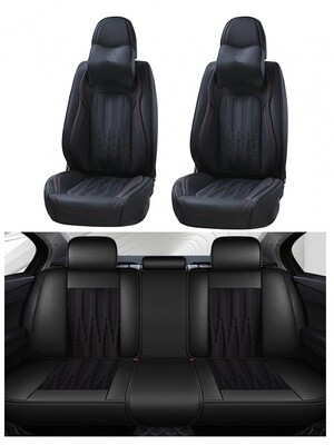 Premium Stilul Huse Scaune pentru Masini Auto Negru Rosu Lux Piele Textil Universal cu Perne