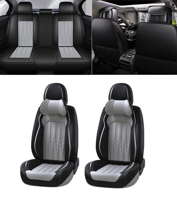 Premium Stilul Huse Scaune pentru Masini Auto Negru Gri Lux Piele Textil Universal cu Perne