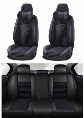 Premium Stilul Huse Scaune pentru Masini Auto Negru Lux Piele Textil Universal cu Perne