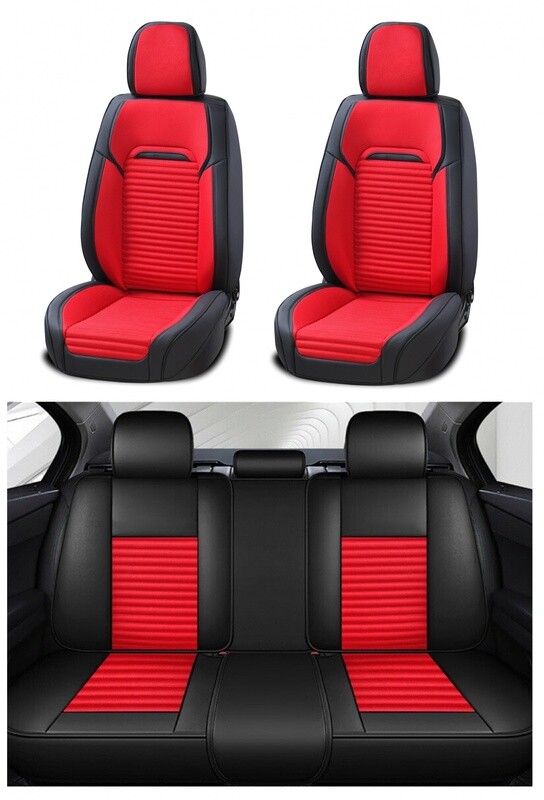 Premium Stilul Huse Scaune pentru Masini Auto Negru Rosu Lux Piele Textil Universal