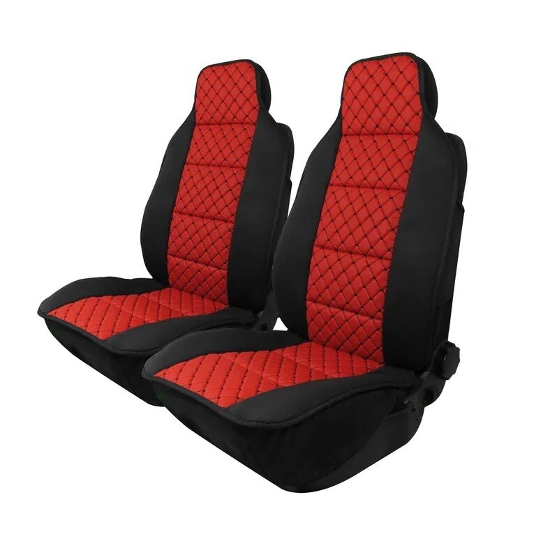 ​1+1 Huse Scaune pentru Microbuze Universal Nergu Rosu Lux PU Piele Textile