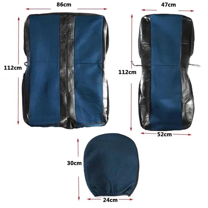 ​2+1 Huse Scaune Universal pentru Ford Transit,Mercedes Sprinter,Opel Movano,Renault Master,VWCrafter,VW Transporter,VW LT,Peugeot Boxer,Citroen Jumper Nergu Albastru Lux PU Piele Textile