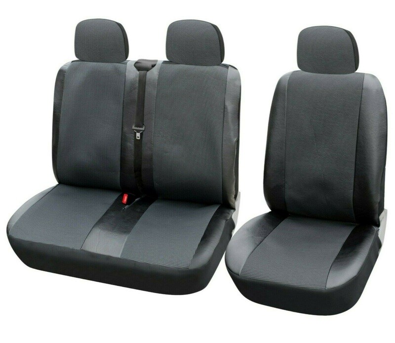 ​2+1 Huse Scaune Universal pentru Ford Transit,Mercedes Sprinter,Opel Movano,Renault Master,VWCrafter,VW Transporter,VW LT,Peugeot Boxer,Citroen Jumper Nergu Lux PU Piele Textile