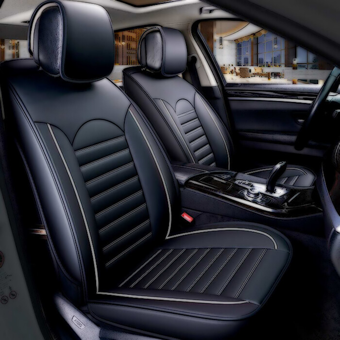5 x LUX Huse Scaune 5 Locuri pentru Vw Touran,Sharan,Ford Galaxy,C-MAX,S-MAX,Citroen C8,Peugeot 307SW,Citroen C4 Grand Picaso,Peugeot 806,807,Totota Corolla Verso Auto Universal Nergu Gri Lux Piele