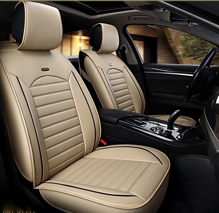 5 x LUX Huse Scaune 5 Locuri pentru Vw Touran,Sharan,Ford Galaxy,C-MAX,S-MAX,Citroen C8,Peugeot 307SW,Citroen C4 Grand Picaso,Peugeot 806,807,Totota Corolla Auto Masini Universal Beige Lux Piele