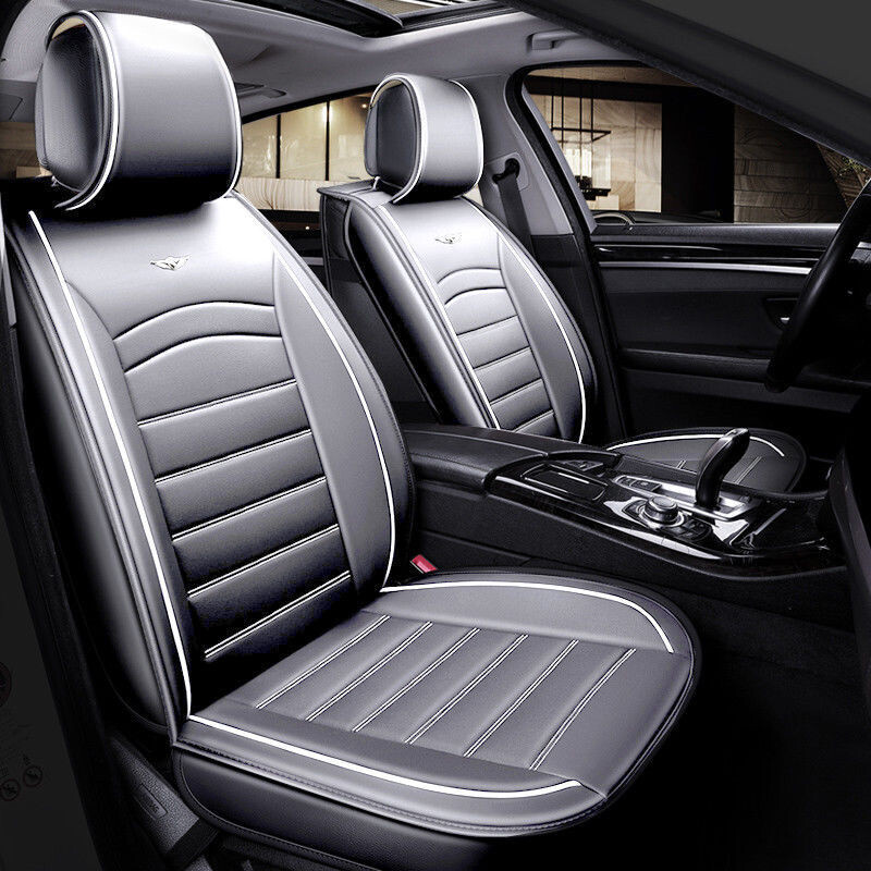 5 x LUX Huse Scaune 5 Locuri pentru Vw Touran,Sharan,Ford Galaxy,C-MAX,S-MAX,Citroen C8,Peugeot 307SW,Citroen C4 Grand Picaso,Peugeot 806,807,Totota Corolla Auto Masini Universal Gri Lux Piele