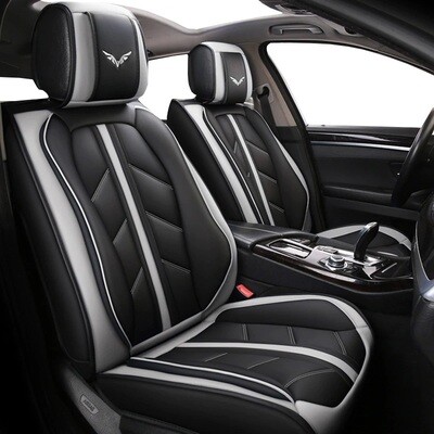 5 x LUX Huse Scaune 5 Locuri pentru Vw Touran,Sharan,Ford Galaxy,C-MAX,S-MAX,Citroen C8,Peugeot 307SW,Citroen C4 Grand Picaso,Peugeot 806,807,Totota Corolla Auto Universal Nergu Gri Lux Piele