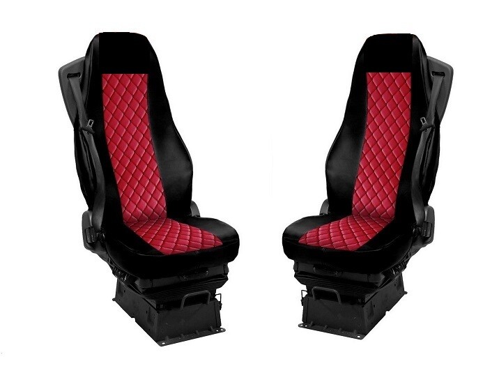 Huse scaune pentru VOLVO FH EURO 6 2014-2020 Nergu Rosu Camioane Lux PU Piele