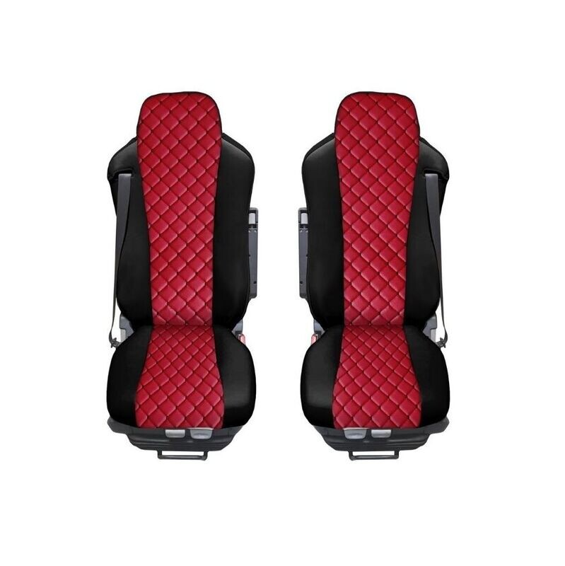 Huse scaune pentru MAN TGX 2021+ Negru Rosu Camion Lux PU Piele Textil