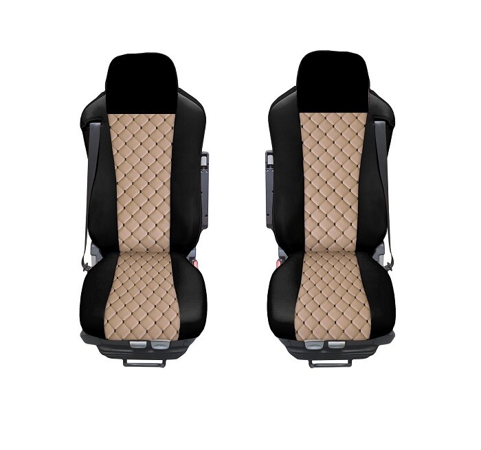 Huse scaune pentru MAN TGX 2021+  Negru Bej Camion Lux PU Piele Textil