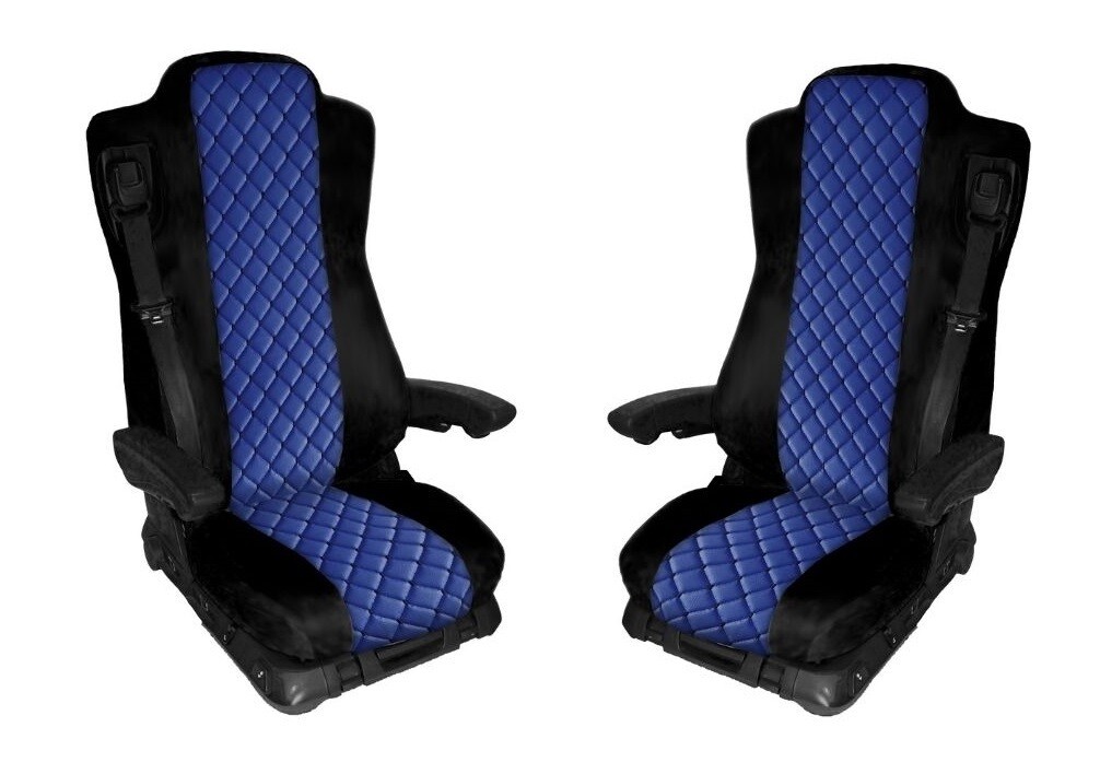 Huse scaune pentru MERCEDES ACTROS MP3 MP4 2009-2015 Negru Albastru Camion Lux PU Piele Textil