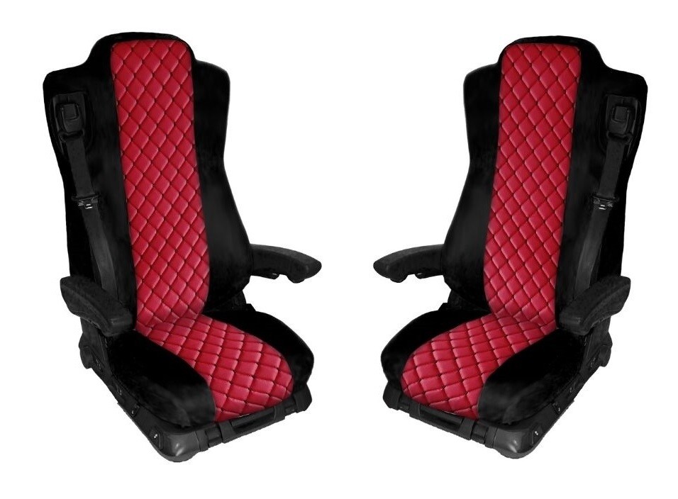 Huse scaune pentru MERCEDES ACTROS EURO 6 2015-2021 Negru Rosu Camion Lux PU Piele Textil
