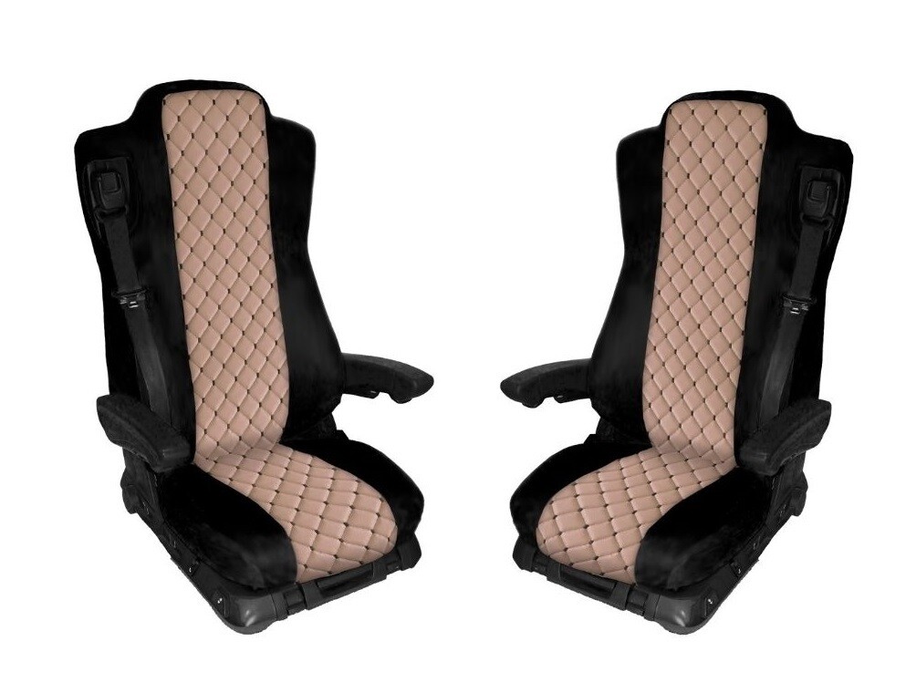 Huse scaune pentru MERCEDES ACTROS MP3 MP4 2009-2015 Negru Bej Camion Lux PU Piele Textil