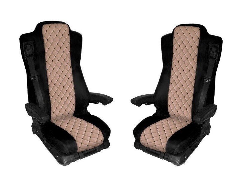 Huse scaune pentru MERCEDES ACTROS MP3 MP4 2009-2015 Negru Bej Camion Lux PU Piele Textil