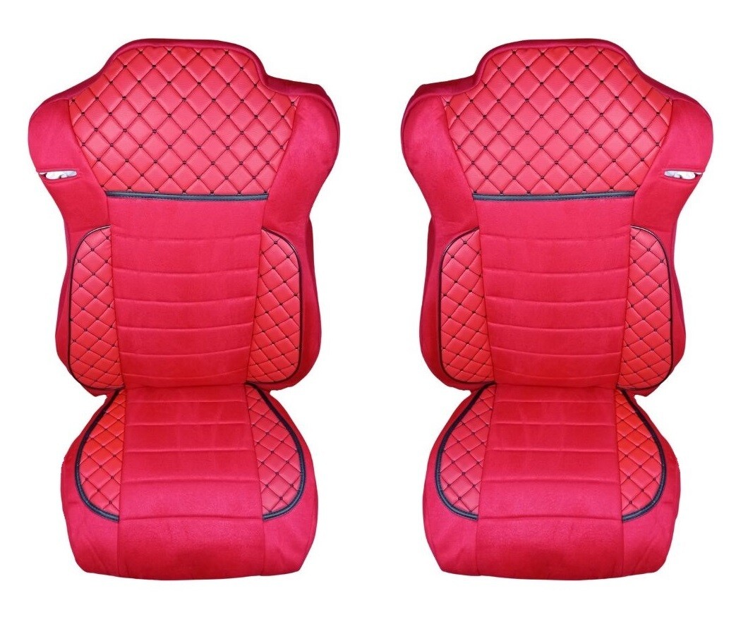 Huse scaune pentru MERCEDES ACTROS EURO 6 2015-2021 Rosu Camion Lux PU Piele Textil