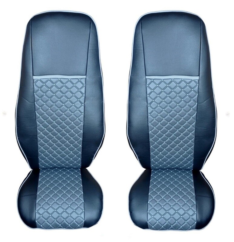 Huse scaune pentru VOLVO FH EURO 5 2006-2015 Negru Gri Camion Lux PU Piele Textil