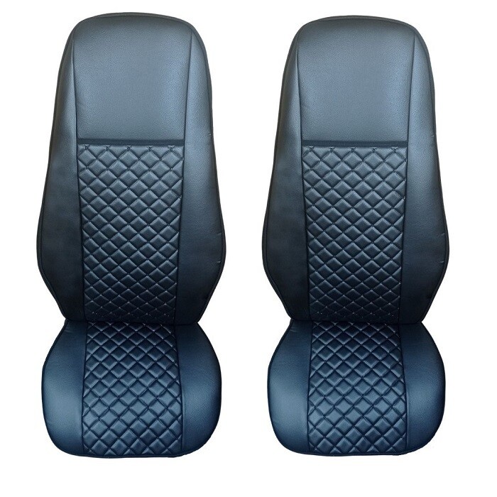 Huse scaune pentru VOLVO FH EURO 5 2006-2015 Negru Camion Lux PU Piele Textil